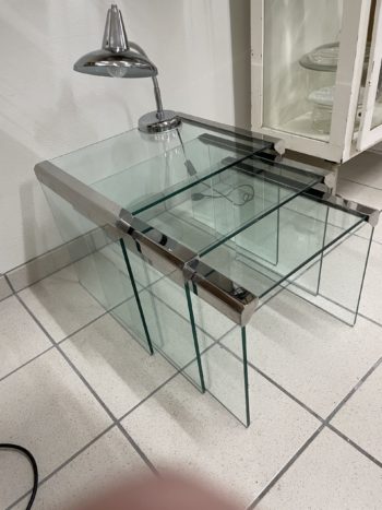 3 tables gigognes verre design Gallotti & Radice – Image 2